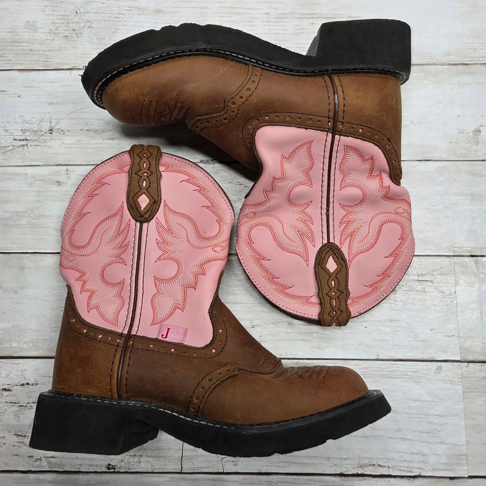 Justin Gypsy L9901 Western Cowgirl Boots Womens 5.5B Brown Pink Leather